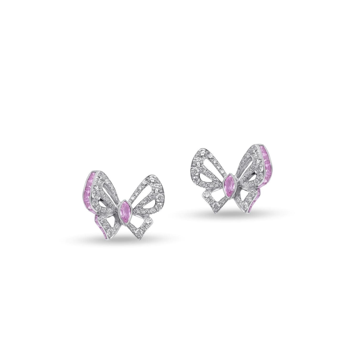 mini Butterfly Earrings with Pink Sapphires
