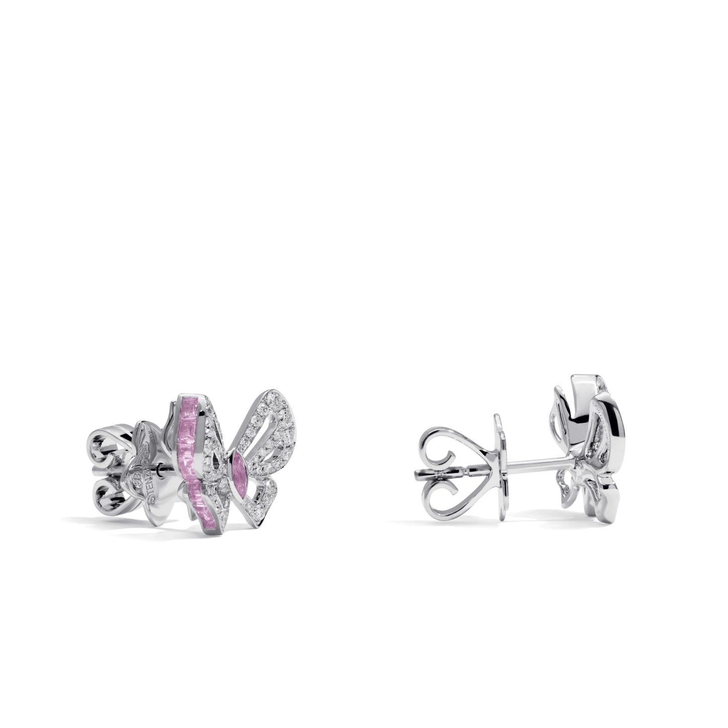 mini Butterfly Earrings with Pink Sapphires