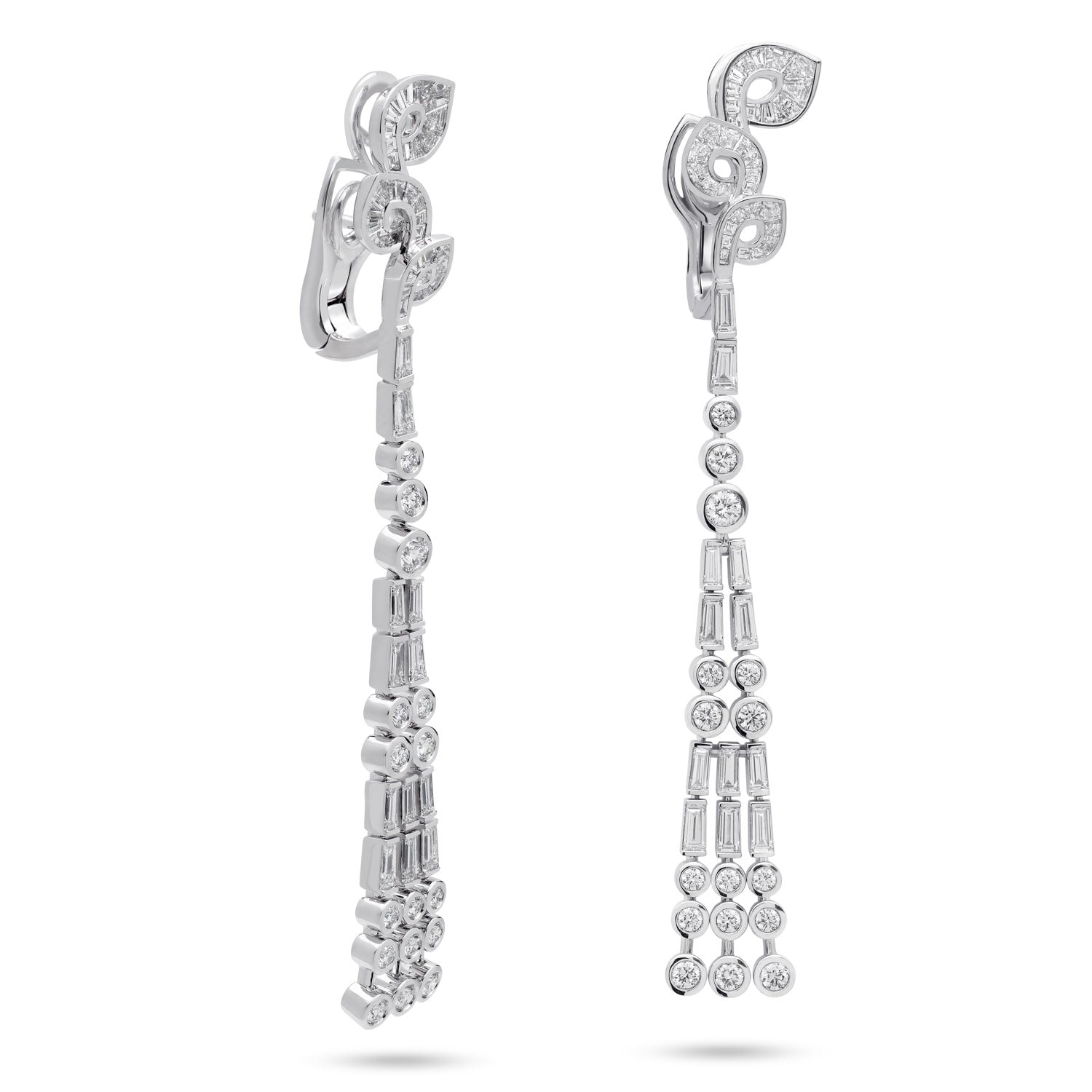 long earrings with baguette diamonds