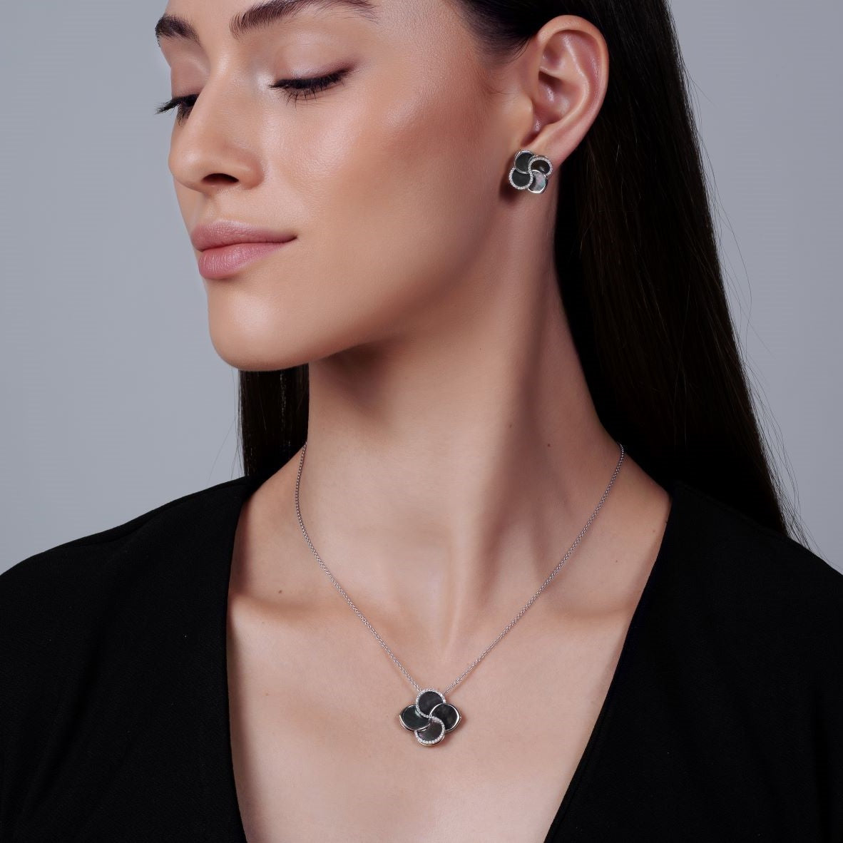 Earrings with Black Mother Of Pearl