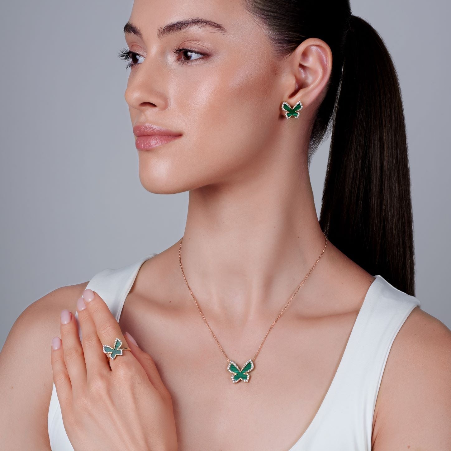 Butterfly Ring with Malachite