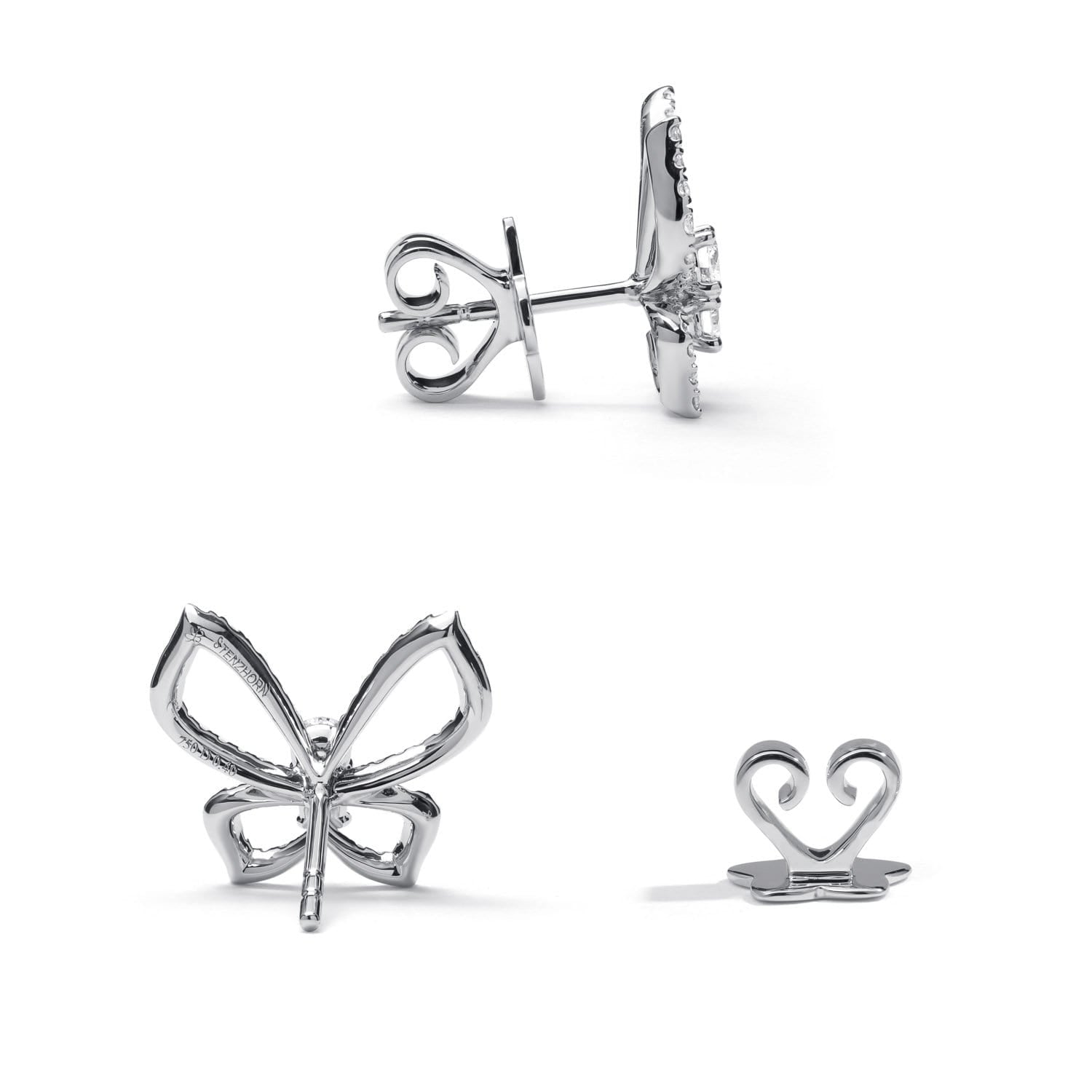 kleine Schmetterlingsohrringe mit Diamanten