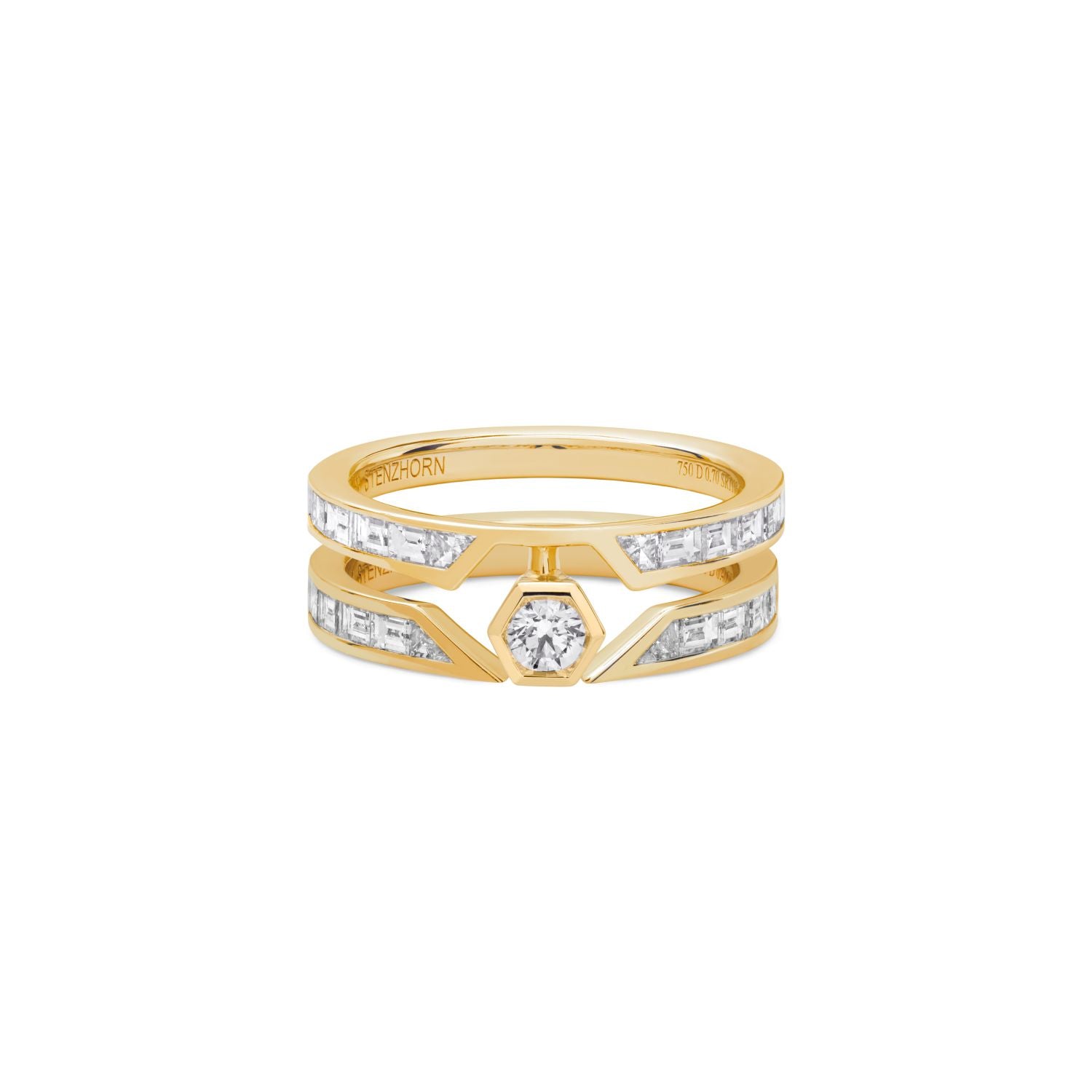 Star Ring with Baguette Diamonds