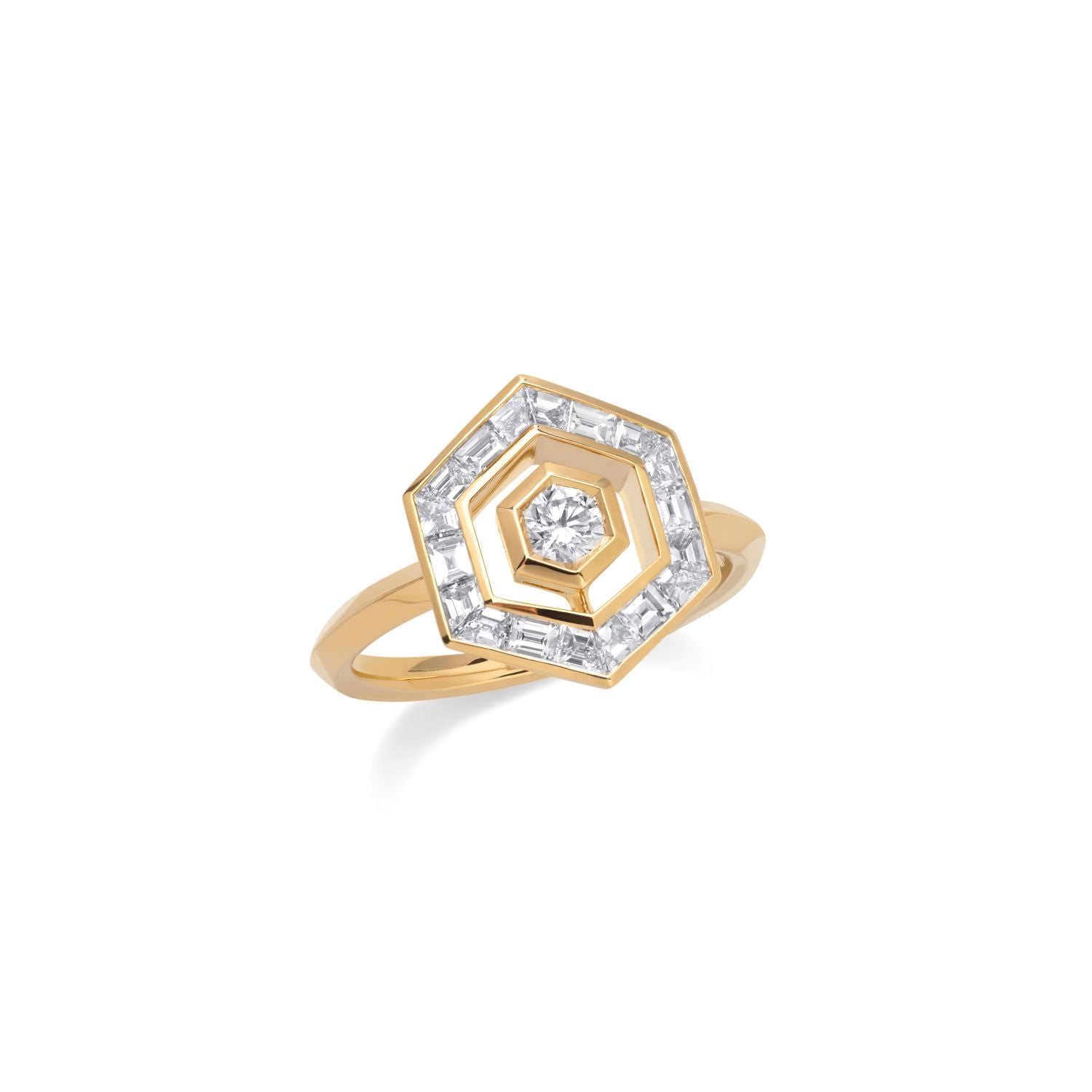 Baguette Diamond Halo Ring