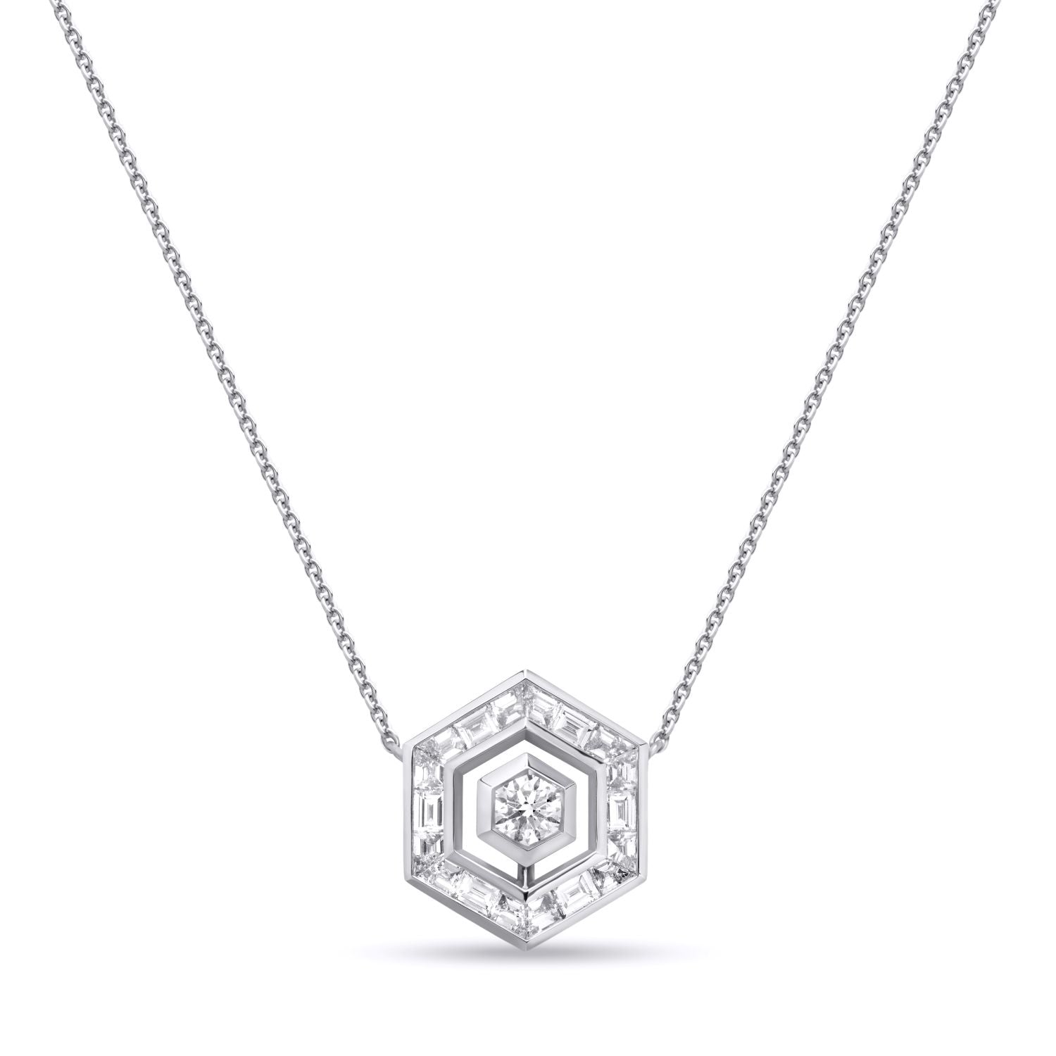 Baguette Diamant Halo Halskette