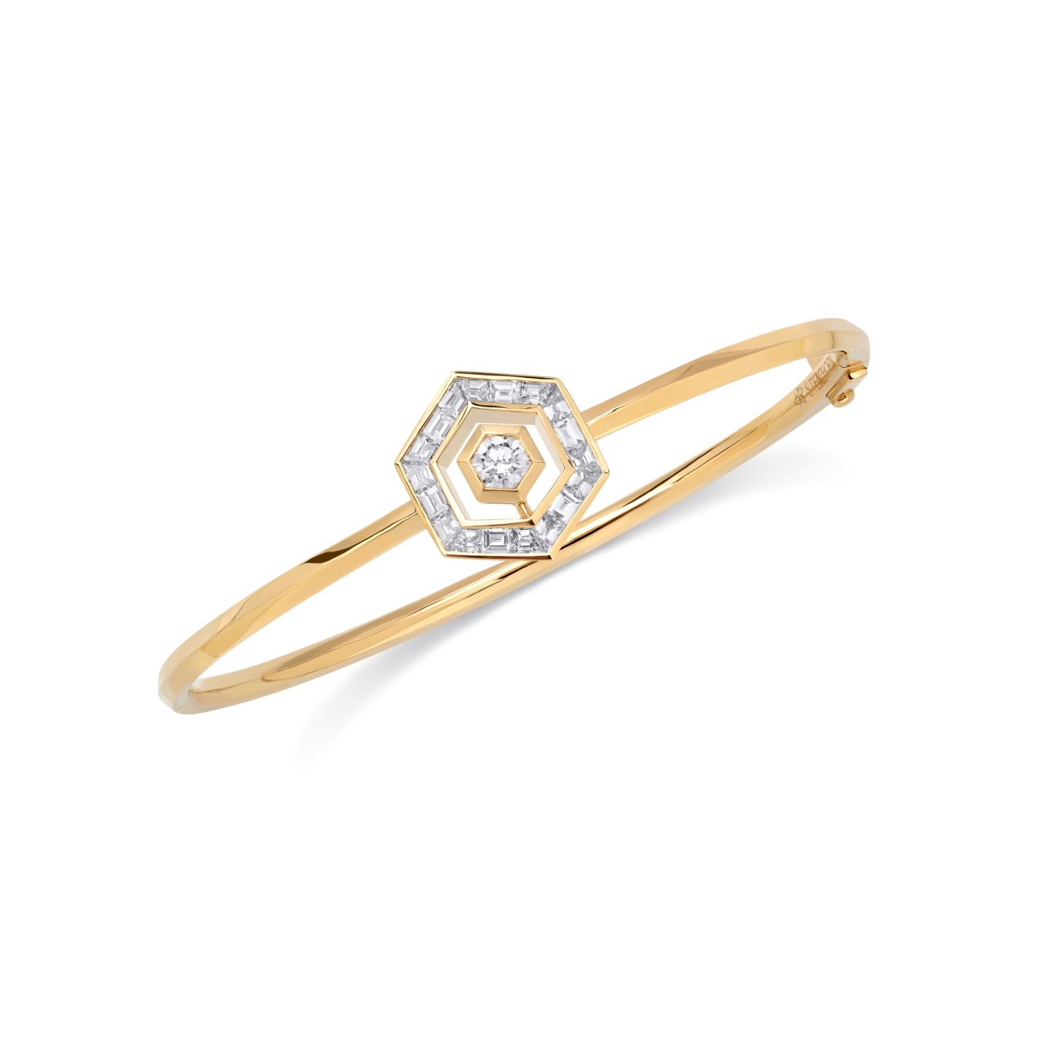 Baguette Diamond Halo Bangle