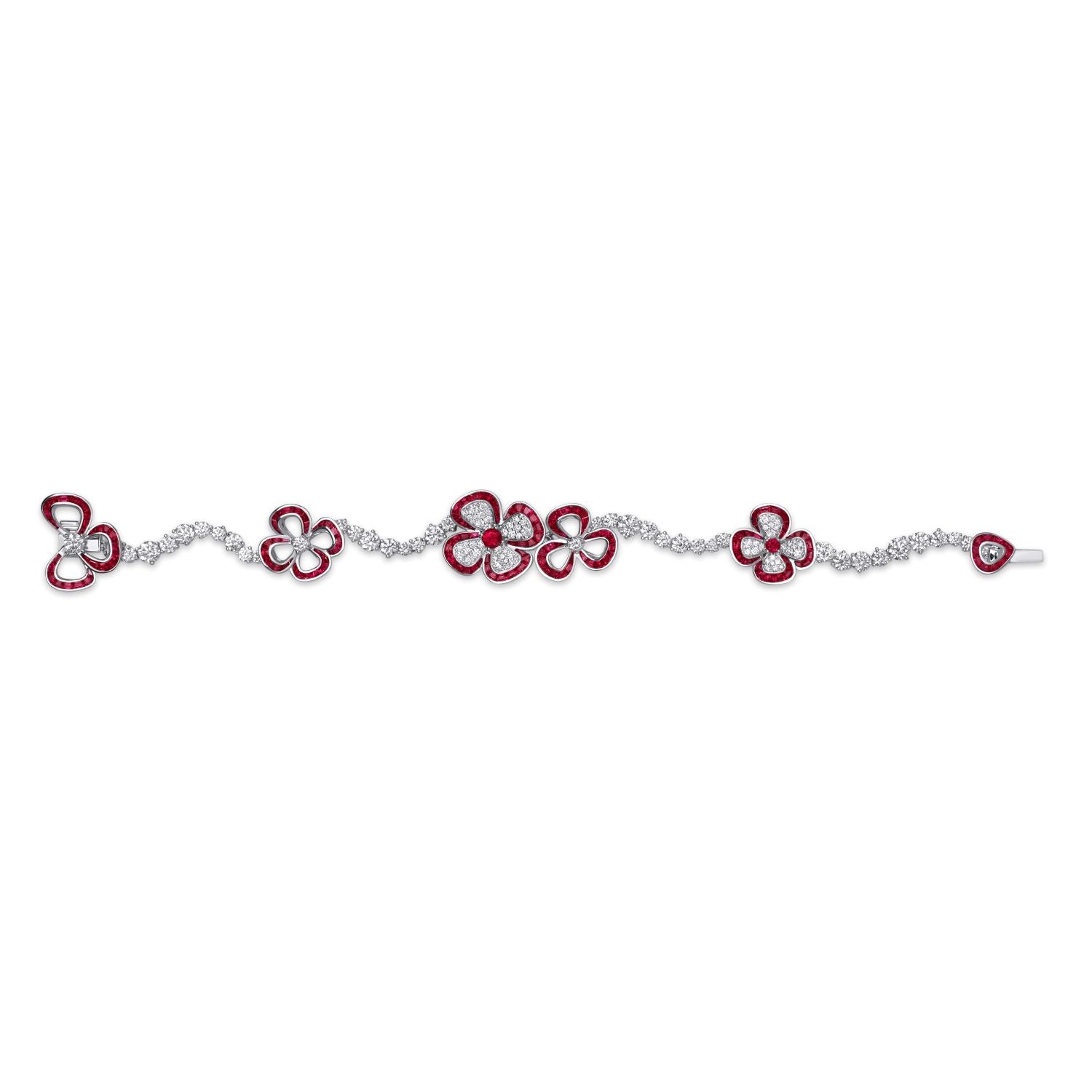 Flower Bracelet with Rubies