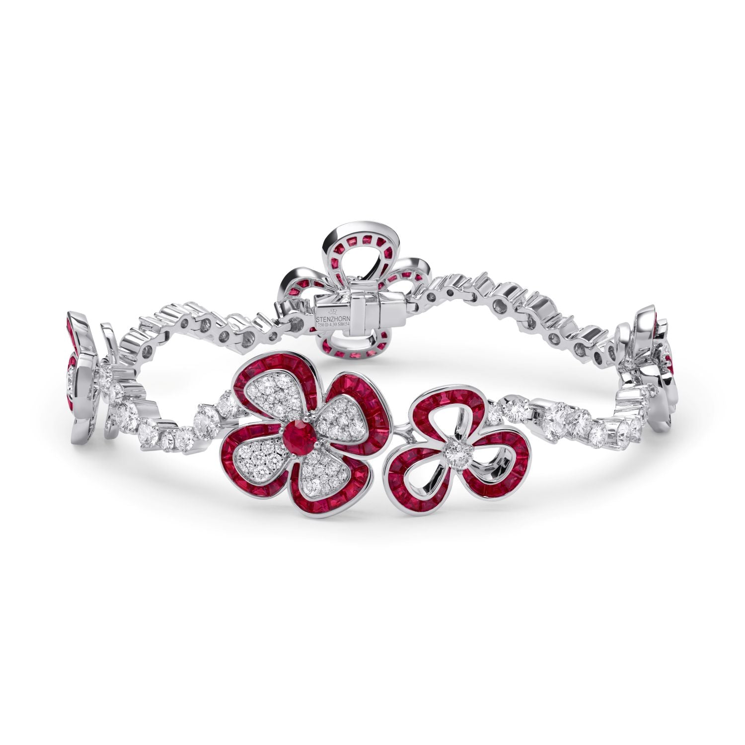 Flower Bracelet with Rubies