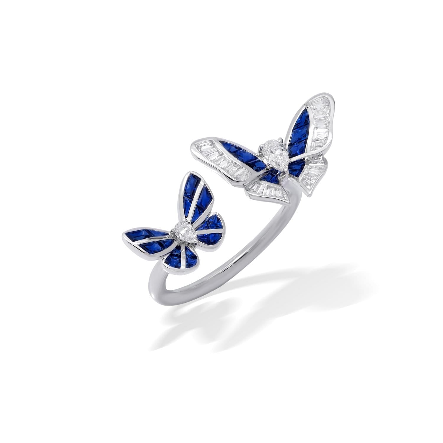 BUTTERFLY LOVERS Sapphire Vertical Channel Double Ring