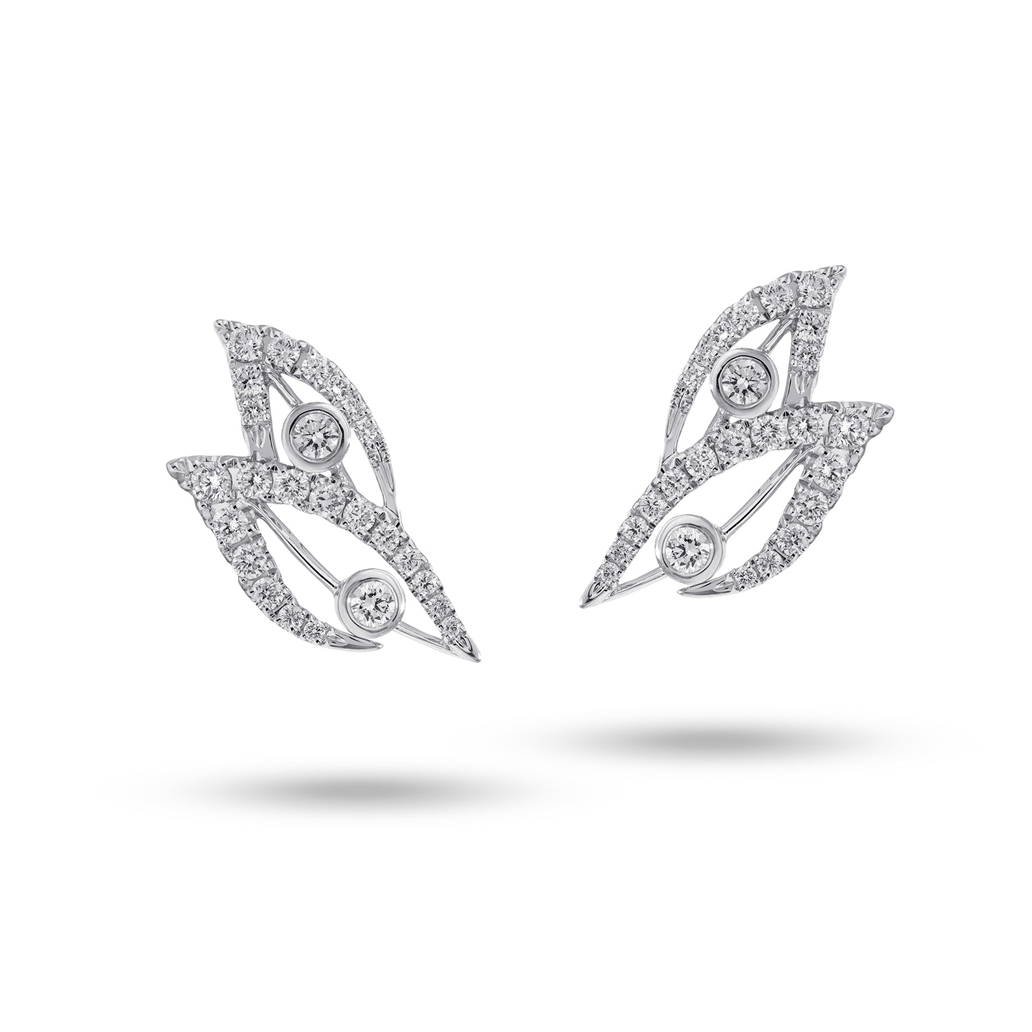 small diamond earrings with pin and leaf shape, Stenzhorn Jewelelry